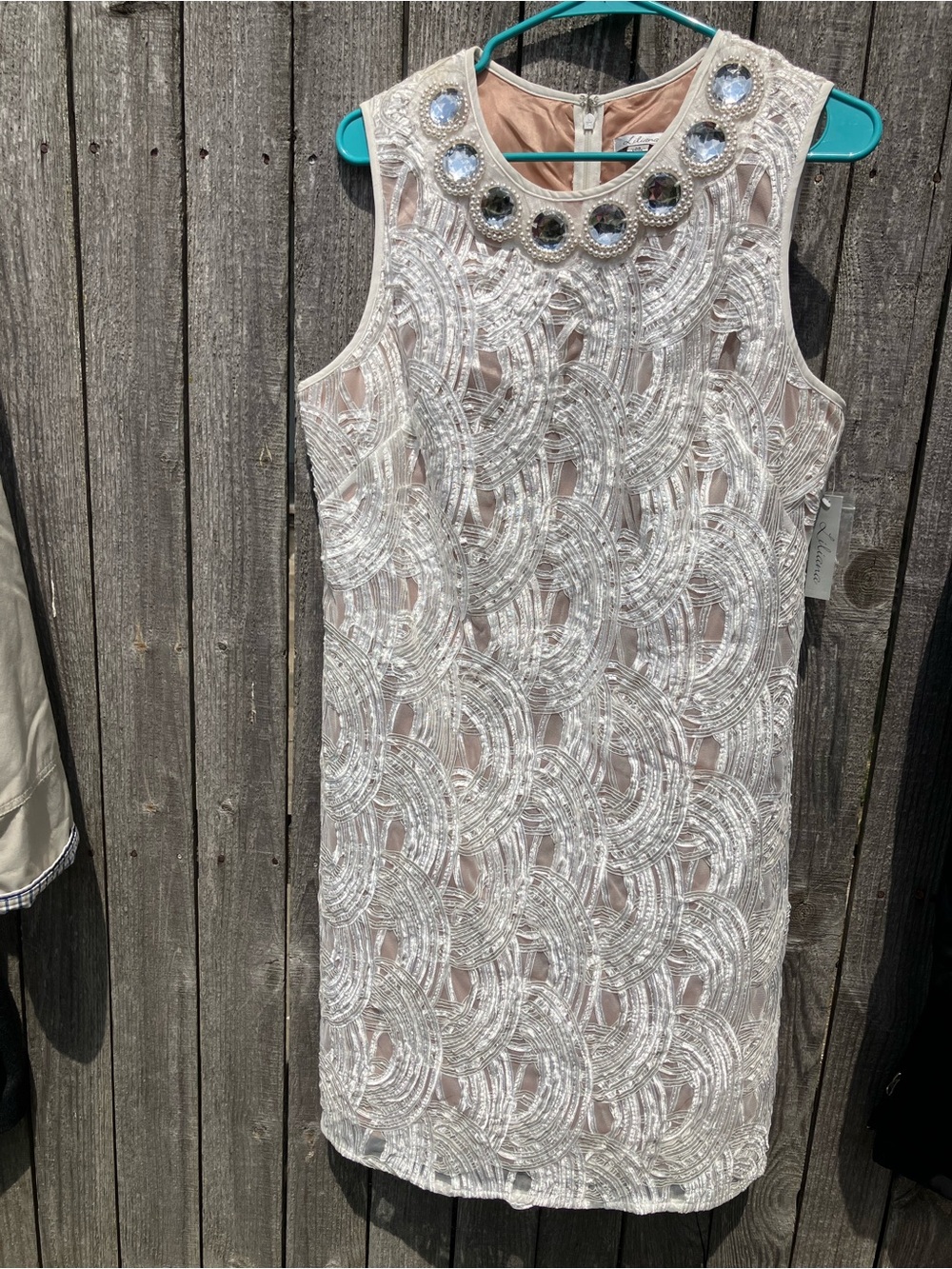 Liliana Pearl-Trim Sheath Dress White